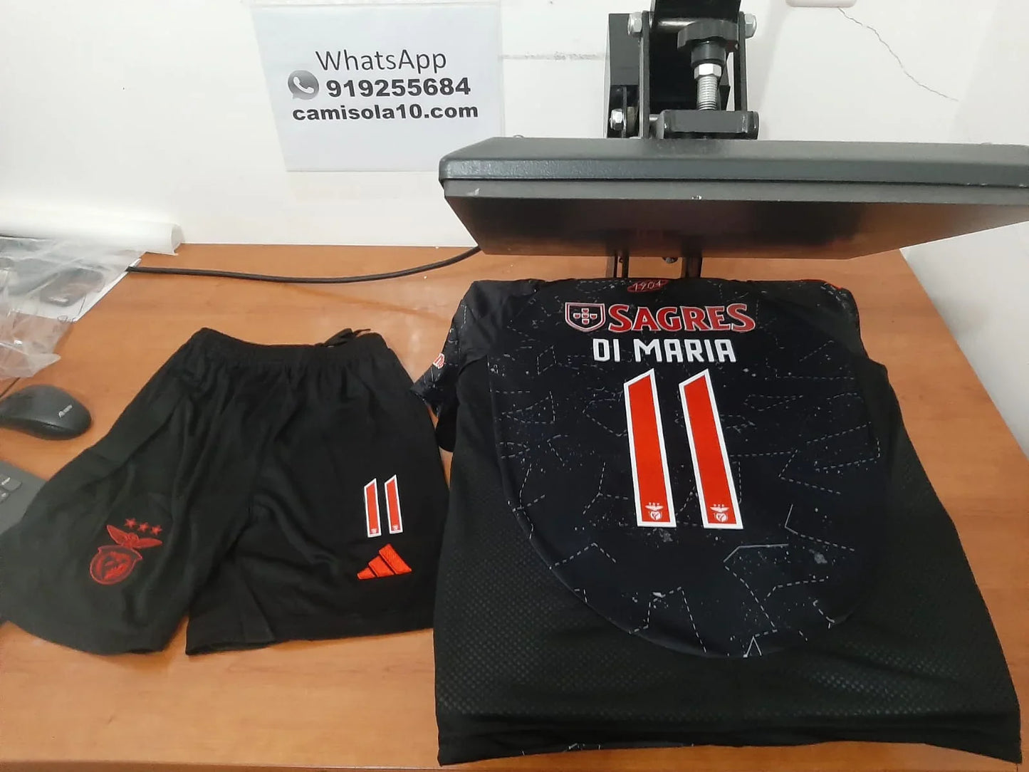 Kit de criança Alternativo SL Benfica 24/25 - Camisola 10 | Camisolas de futebol para adulto e criança, entregas em 2 a 3 dias